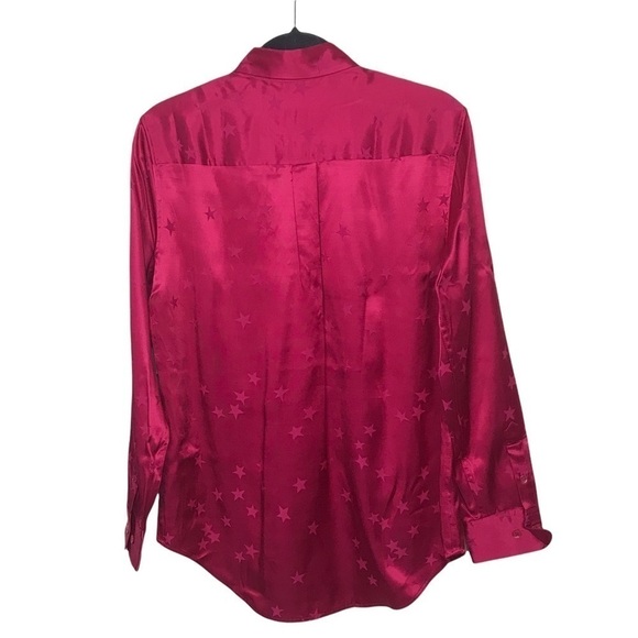 Tabitha Simmons Equipment Pink Satin Star Print Button Down Shirt - Picture 2 of 9